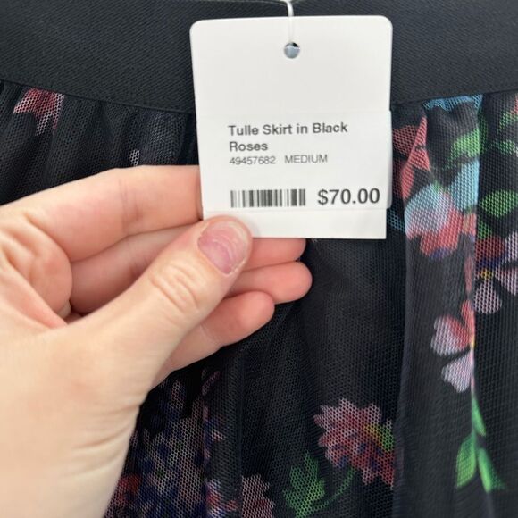 Boutique Tulle Midi Skirt In Black Roses New With Tags Medium - Picture 6 of 8